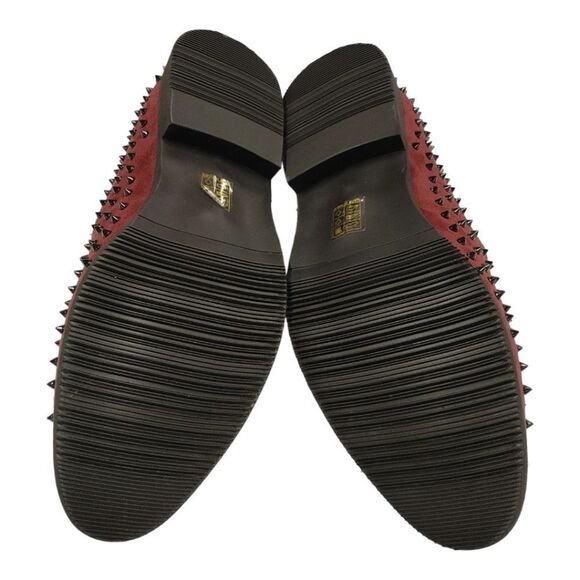 MEN'S FREDERICO LEONE/ RED BLACK SPIKED FASHION SLIP ON DRESS SHOE. FS957. - Picture 7 of 8